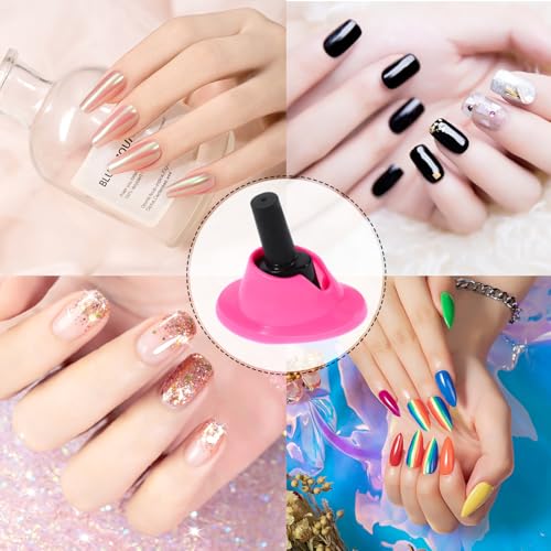 Yueton 4 Pack Soft Rubber Nail Polish Bottle Holders for Manicure & Nail Art