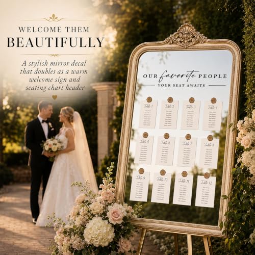 Wedding Seating Chart Mirror Decal - Our Favorite People Welcome Sign