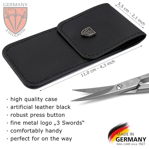 Drei Schwerter German Made Cuticle Scissors - Stainless Steel Nail & Toenail Trimming Tool with Case