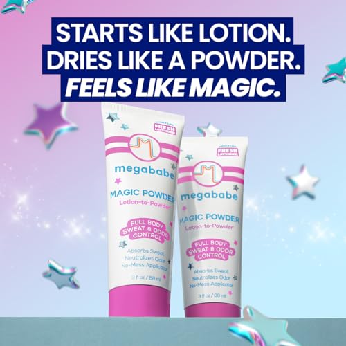 Megababe Magic Powder Lotion - Sweat & Odor Absorbing Body Treatment, 3 oz