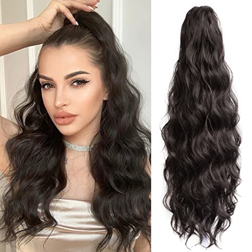 StrRid 22" Wavy Curly Claw Clip Ponytail Extension - Darkest Brown
