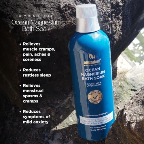 Abundant Natural Health Ocean Magnesium Bath Soak with Lavender, 500mL
