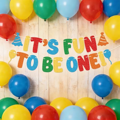 It's Fun to Be One Banner | Colorful 1st Birthday Decorations