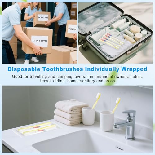 Disposable Toothbrush and Toothpaste Set - 60 Pack for Travel & Hotels