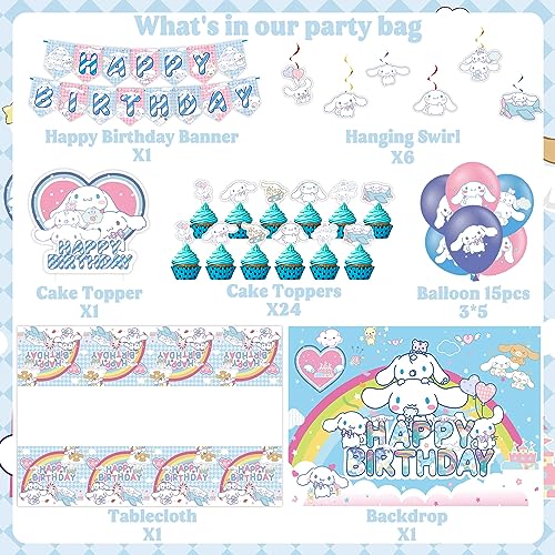 Kawaii Birthday Party Decorations Set - 15 Latex Balloons & More