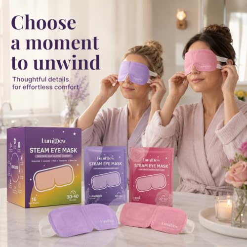 LumiDew Self-Heating Steam Eye Mask - Variety Pack (16 Count) for Dry Eyes