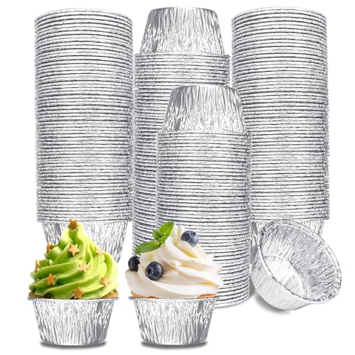 VIHOYOM Aluminum Foil Baking Cups - 150 Pcs, 4 Oz Disposable Muffin Liners