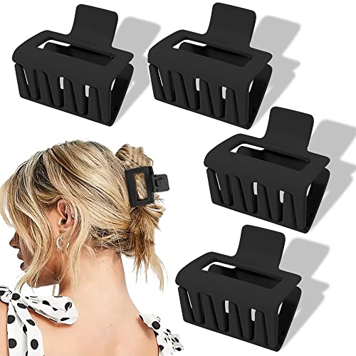AHONEY Black Matte Small Claw Hair Clips for Thin & Thick Hair - 4 Pack