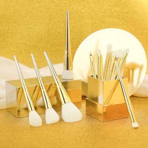 DUcare 15-Piece Gold Makeup Brush Set - Professional Synthetic Brushes