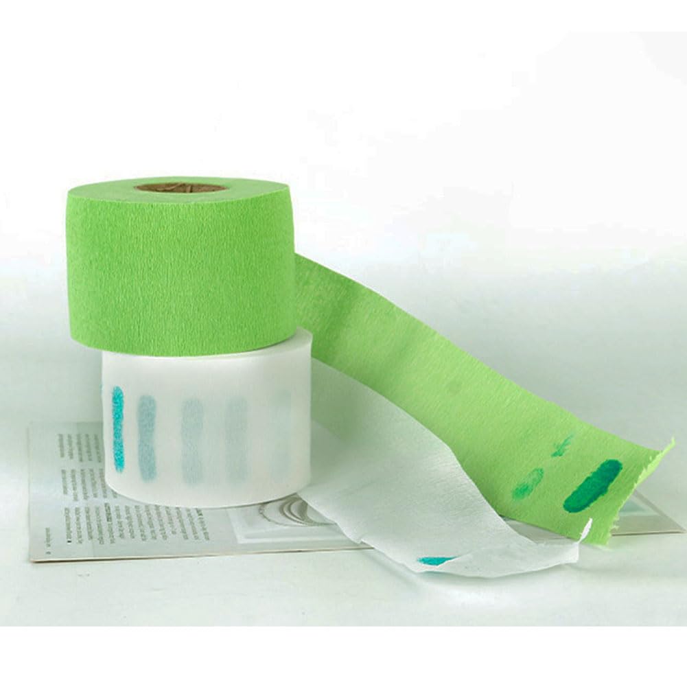 2 Rolls Barber Neck Strips Disposable Flexible Strentchy Paper Neck Bands Hairdressing Wrap Paper Tape Barber Supplies Accessories for Salon Coloring Haircutting Styling (Green)