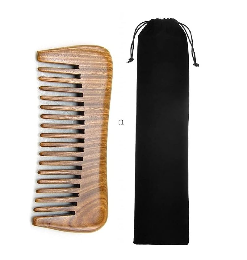 Liasun Mini Green Sandalwood Comb STY3 - Handcrafted, Pure Natural, Static-Free Pocket Hairbrush
