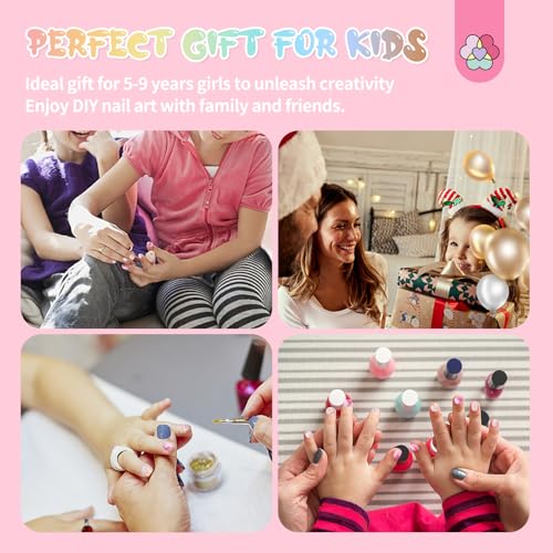 SAVILAND Kids Press-On Nails - 84 Pcs Cute 3D Fake Nails for Girls (5-9)