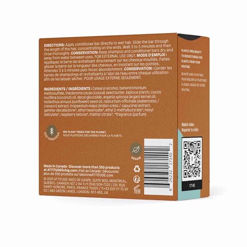 ATTITUDE Volumizing Conditioner Bar Orange Cardamom 3.99 Oz Vegan & Plastic-Free