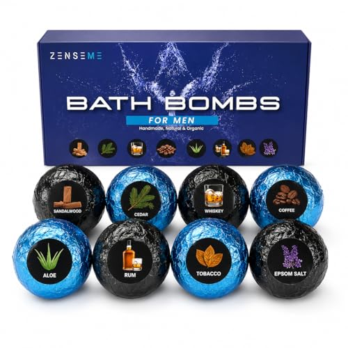 ZenseMe Tranquility Mens Bath Bombs Gift Set - 8 Natural Manly Scents