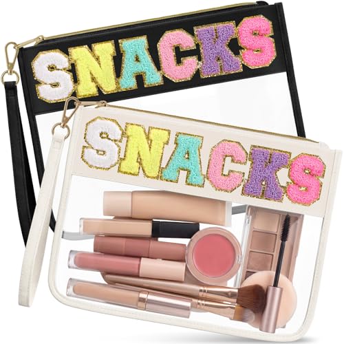 Black & White Snacks Clear Makeup & Travel Bag 2Pcs Organizer Gift