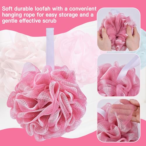5 Pack Soft Mesh Shower Loofahs in Assorted Colors - Gentle Exfoliating Bath Sponge