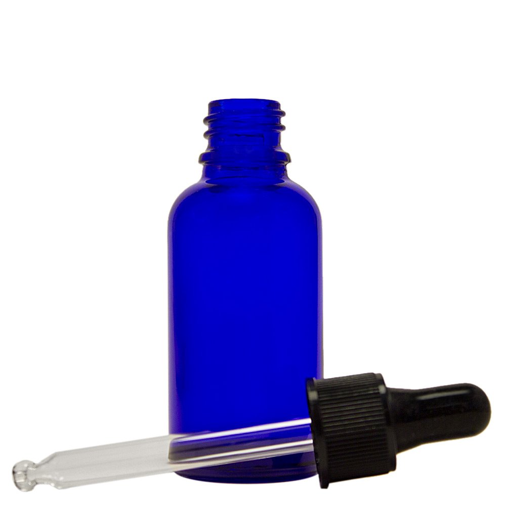 GreenHealth – Pack of 2 – Cobalt Blue Glass Bottles 1oz with Glass Dropper | Refillable Essential Oil, Aromatherapy, Serum & DIY Skincare Containers