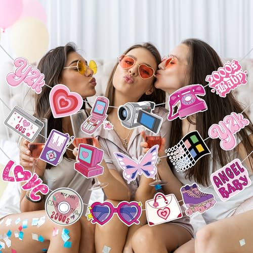 Y2K Party Decorations Set - 3 Banners for 2000s Themed Events