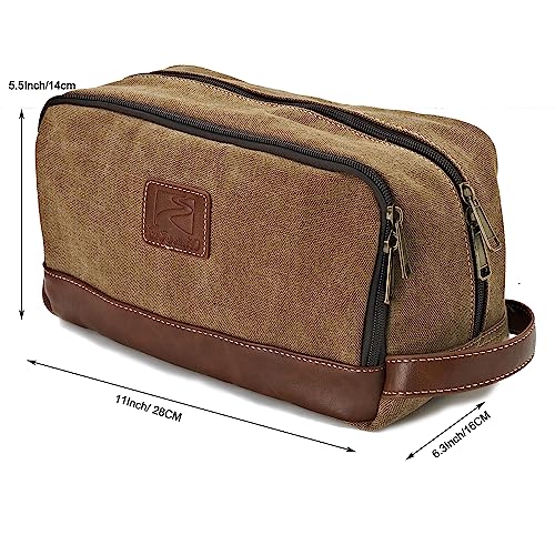 Seemeroad Large Canvas Travel Toiletry Bag 28x16x14cm Water-Resistant Vegan Leather