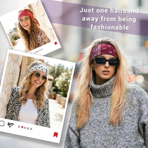 DRESHOW 6 Pack Adjustable Knotted Headbands for Women - Paisley Print