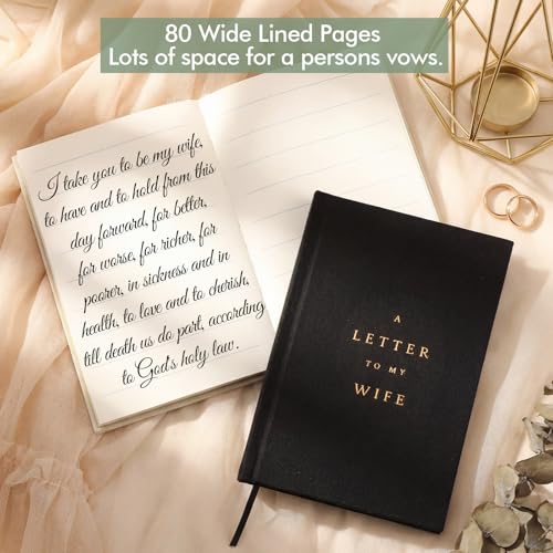 Elegant Set of 2 Wedding Vow Books for Bride & Groom - Gold Foil