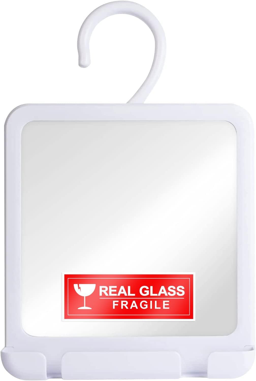 Dual Anti-Fog Shower Mirror for Shaving - Fogless Shatterproof Surface | 8" Diameter, Black