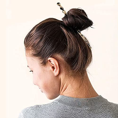 6 Pack Acetate Hair Sticks - Leopard & Tortoise Shell Hairpins