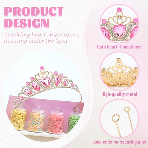6PCS Gold Metal Glitter Rhinestone Tiara Headbands for Women Bridesmaids Prom Weddings