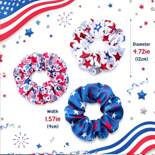 3-Pack Patriotic 4th of July Hair Scrunchies - American Star Design
