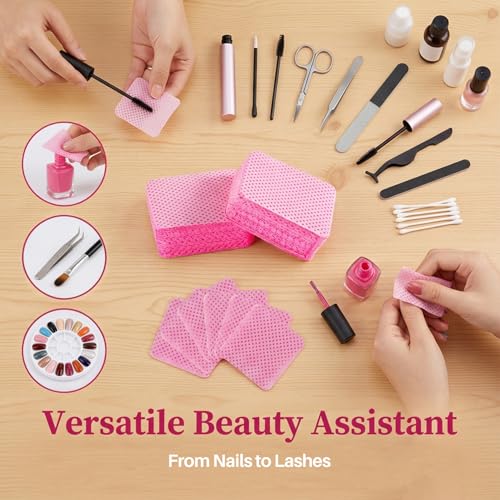 1200 Pack Pink Lint-Free Nail Wipes - Acetone Remover Pads for Gel Nails & Extensions