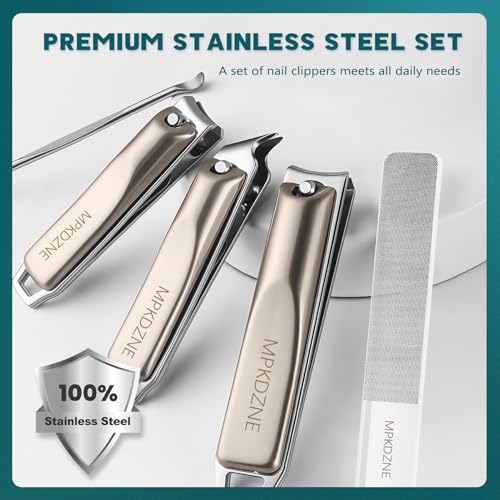 MPKDZNE 5-in-1 Nail Clipper Set with Leather Case - Manicure & Pedicure Tools