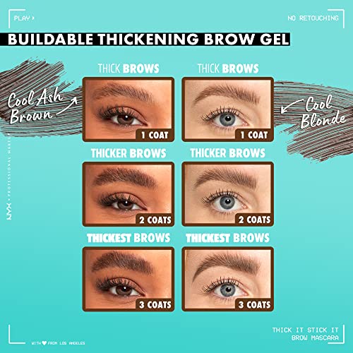 NYX Thick It Stick It Brow Gel - Rich Auburn, Vegan Thickening Mascara