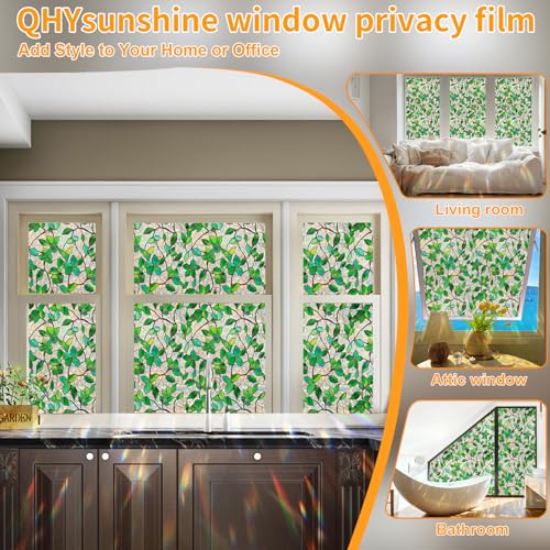 Stained Glass Window Privacy Film - Decorative Rainbow Clings, 17.5x78.7 in