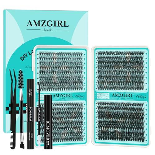 AMZGIRL Lash Clusters Kit 640Pcs 9-16mm Fake Eyelash Extensions DIY A-640Pcs-30405060D