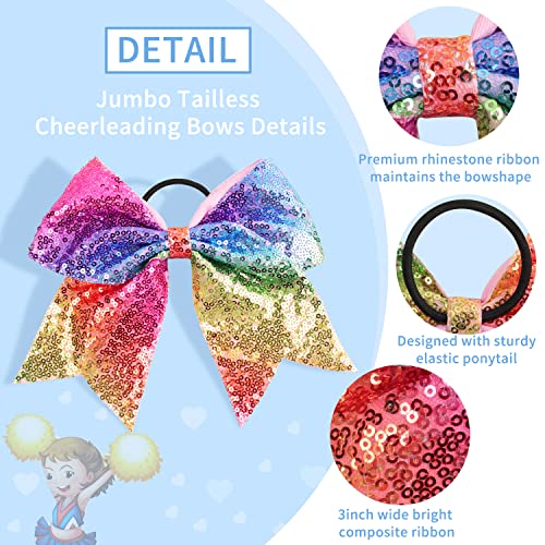 OAOLEER 7" Large Glitter Cheer Bows - 12 Pack Multi-Colored Hair Accessories