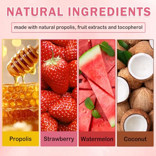 QIUFSSE 4PCS Lip Balm Set - Strawberry, Watermelon, Coconut, Honey, Moisturizing