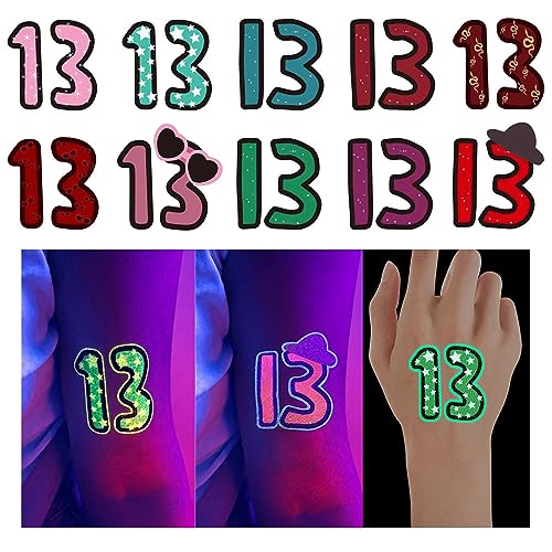 Glow in the Dark 13 Temporary Tattoo Stickers - 48 Pack