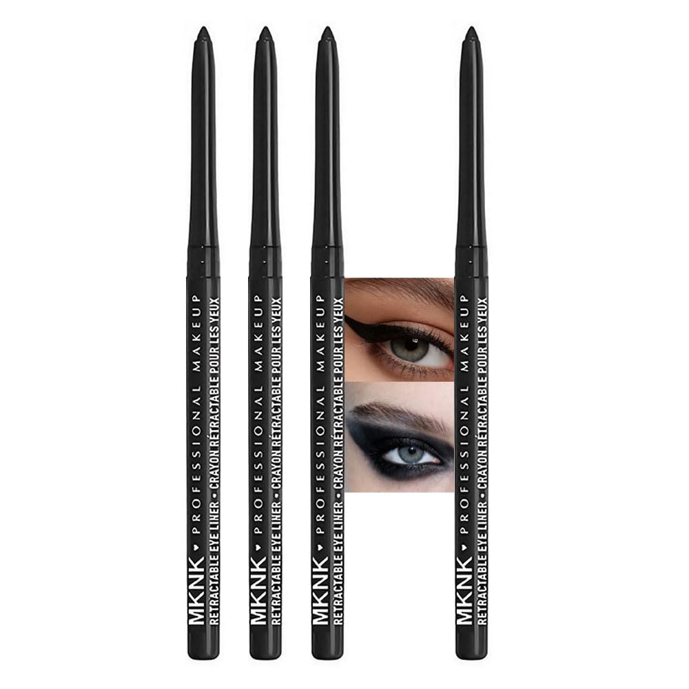 Retractable Creamy Eyeliner & Eyeshadow Sticks - Ultra Pigmented Matte Finish | 4 Pcs in Black, White, Brown, Blue, Purple, Green, Gray