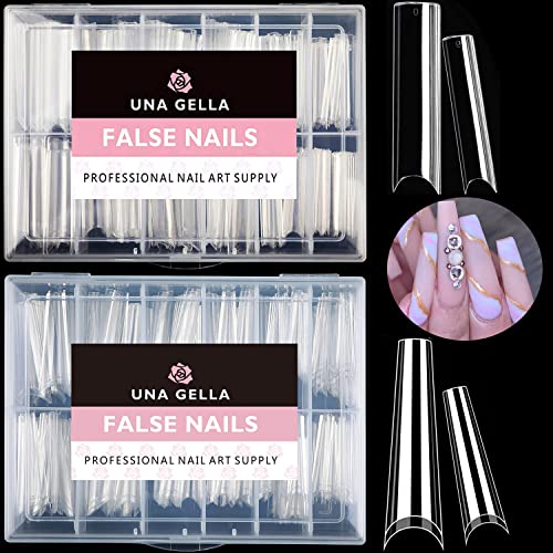 UNA GELLA XXL Soft Gel Nail Tips - Square & C-Coffin, 432pcs