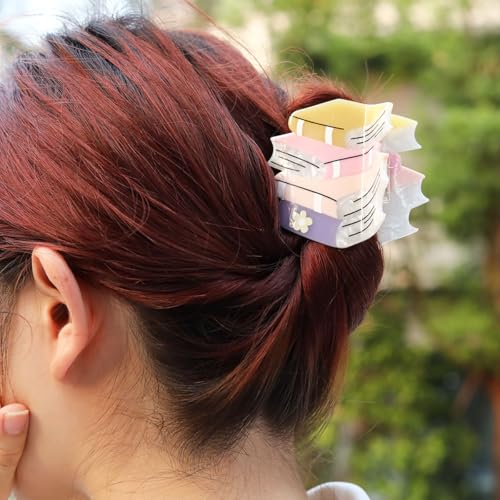 Book Acetate Hair Claw Clip - Cute Design for Girls & Women