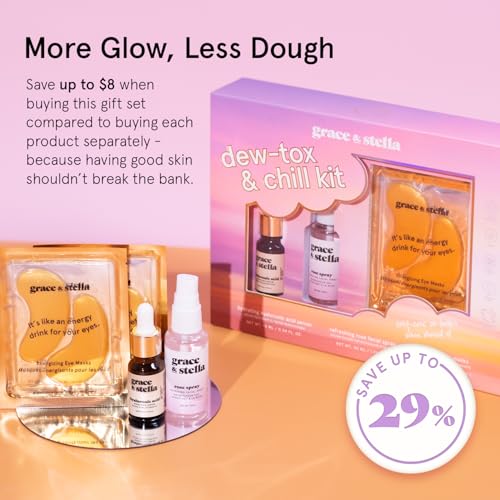 grace & stella Dew-Tox & Chill Skincare Gift Set for Women - Hydrating Kit