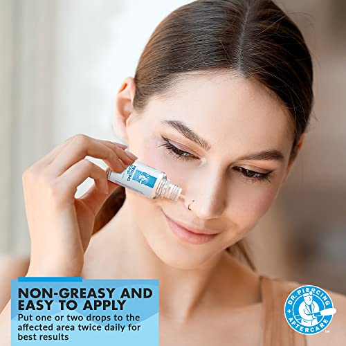 Dr. Piercing Aftercare Keloid Bump Solution Drops 15mL - Gentle Saline Formula with Provitamin B5 for Bump Care - Nose Ear Belly Lip Aftercare Cleaner