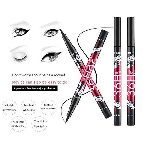 LUKYUS 2pcs Waterproof Black Eyeliner Pencil Set - Long Lasting Eye Makeup