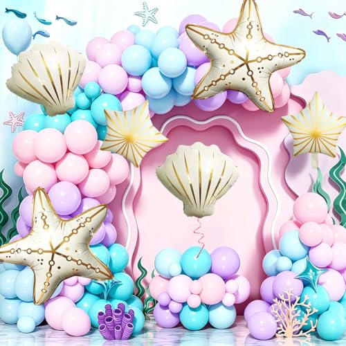 6Pcs Under the Sea Starfish & Seashell Balloons Set