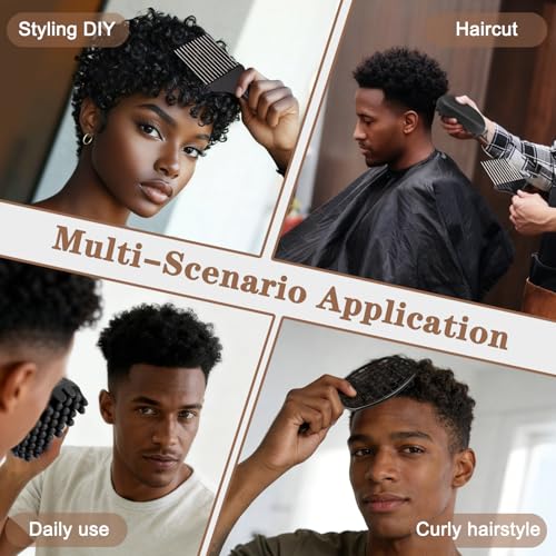 3-Pack Silicone Curling Hair Brush & Afro Pick Set for Natural Hair