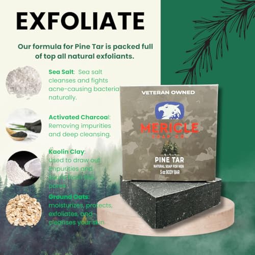 Organic Pine Tar Body Bar - Exfoliating Natural Soap for Skin Rejuvenation, Made in USA, Pack of 2