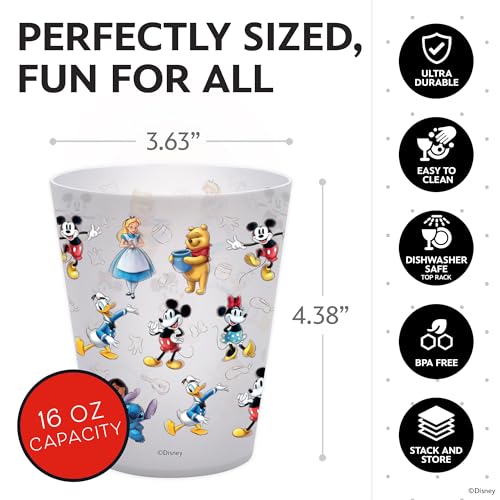 Disney Mickey Plastic Drinking Glasses - 16 oz, 4-Pack, BPA-Free