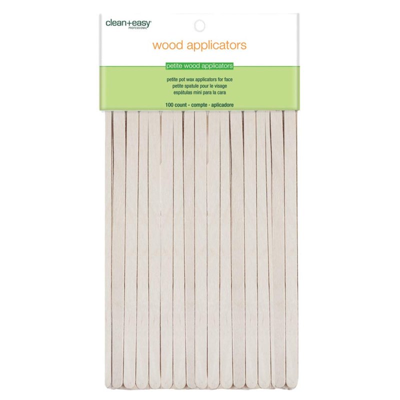 Clean + Easy Petite Wooden Applicator Waxing Sticks – Small Wax Sticks for Hair Removal Waxing, 100 Count
