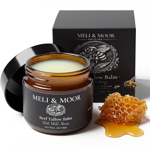 Meli & Moor Grass-Fed Beef Tallow Balm with Wild Honey – 2 oz Moisturizer