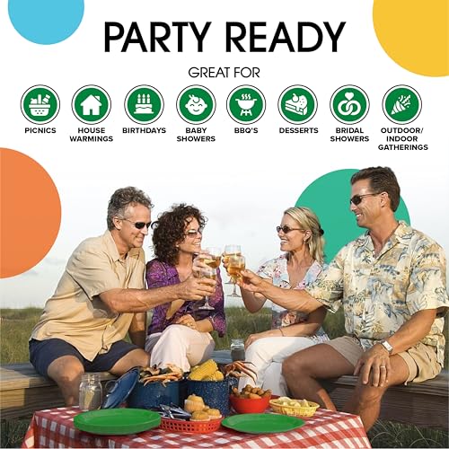 Emerald Green Disposable Paper Plates - 50 Pack, 7 Inch Heavy Duty